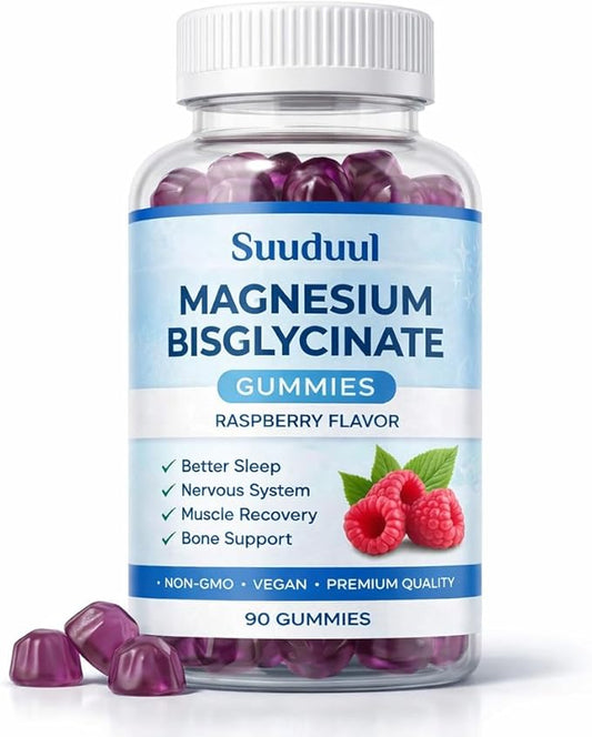 Magnesium Bisglycinate Gummies, 400mg High Absorption Magnesium Supplement, Raspberry Flavor, Supports Muscle & Nerve Function, Relaxation & Daily Wellness, Vegan, 90 Gummies