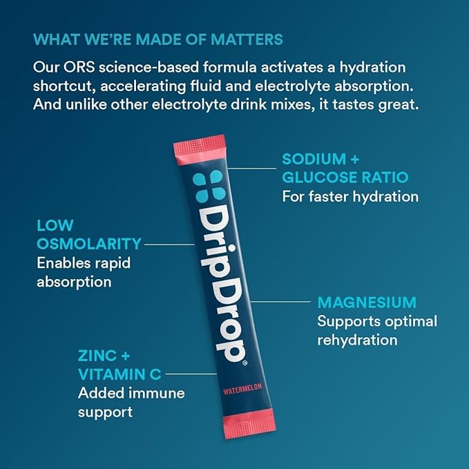 DripDrop Hydration Packets - Bold Variety Pack - Single Serve Electrolytes Powder Drink Mix - Watermelon, Berry, Lemon, Orange - Non-GMO, Gluten Free, Vegan - 80 Sticks