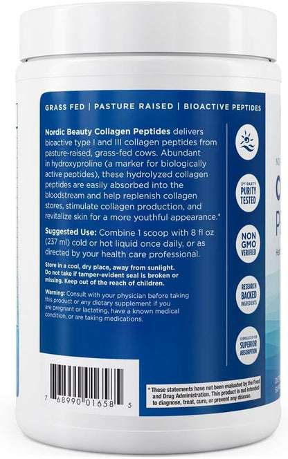 Nordic Naturals Nordic Beauty Collagen Peptides, Unflavored - 10.6 Ounces - Collagen Supplement for Skin Health and Elasticity - for Hot and Cold Beverages - 30 Servings
