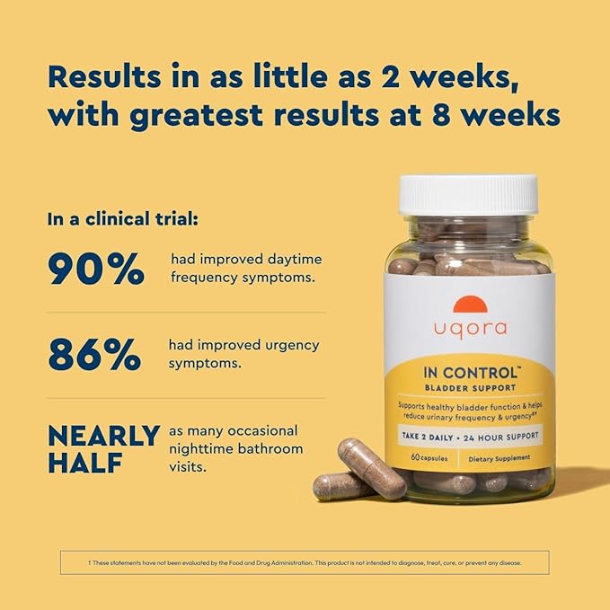 Uqora in Control Bladder Support - Daily Bladder Care & Support for Urinary Comfort - Made with botanicals, Like Horsetail & Spicebush - Gluten-Free & Vegetarian - 120 Capsules (2 Pack)