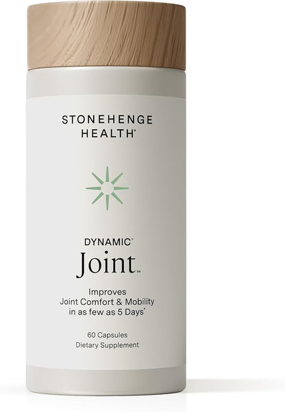 Stonehenge Health Dynamic Joint Health Supplement – Fast-Acting Support with AprèsFlex® Boswellia, MSM, Multi-Type Collagen, Turmeric, Bromelain, Vitamins C & D3 – Supports Joint Comfort – 60 Capsules