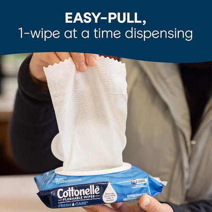 Cottonelle XL Flushable Wet Wipes, Adult Wipes Large, 2 Flip-Top Packs, 45 Wipes Per Pack (90 Total Wipes), Packaging May Vary (Pack of 4)