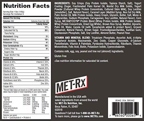 MET-Rx Big 100 Colossal Protein Bars, Vanilla Caramel Churro Meal Replacement Bars, Brown, 9 Count (Pack of 2)