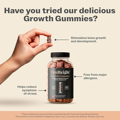 TruHeight Growth Gummies (Watermelon) Tall Nutrition for Natural Growth Supplement for Kids & Teens - Vitamin D, K, Calcium & Ashwagandha, Bone Strength Vitamins D3 K2, Picky Eater, Taller Ages 5+