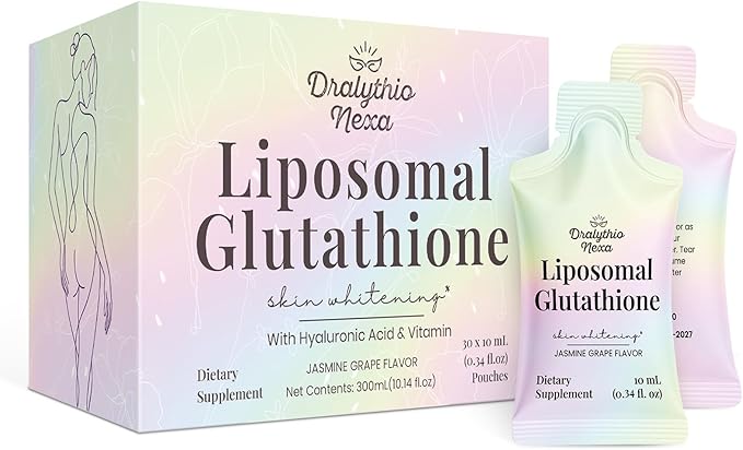 Liposomal Glutathione Liquid 1000mg – High Absorption Glutathione Supplement – Skin Brightening & Antioxidant Support – Beauty & Glow Formula for Women – Grape Jasmine Flavor – 30 Pouches