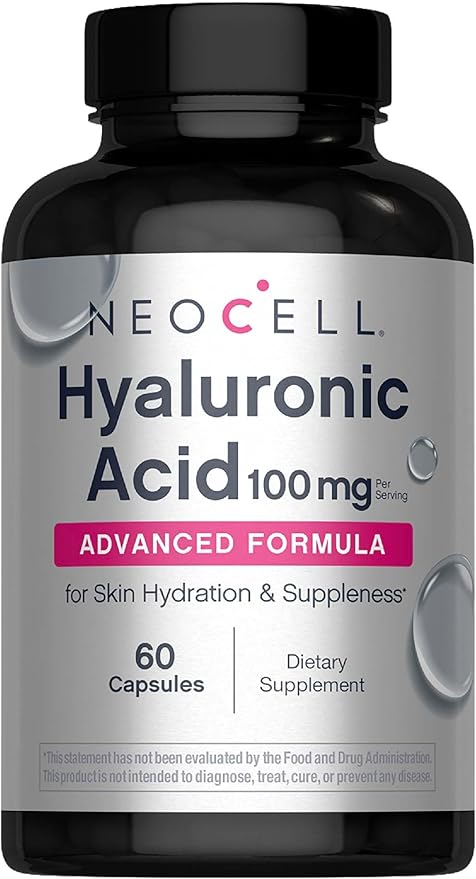 NeoCell Hyaluronic Acid Capsules | 60 Pills | 100mg | Advanced Formula Supplement | Skin Hydration & Suppleness
