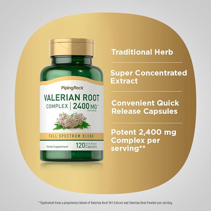 Piping Rock Valerian Root Capsules | 120 Count | Extract Supplement | Herbal Blend | Non-GMO, Gluten Free