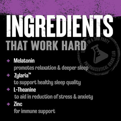 Animal PM - Sleep Aid for Adults Non-Habit Forming Relaxation Enhancer and Mood Support with Melatonin, L-Theanine, Zylaria, Zinc, Magnesium, Vitamin B6, GABA + AKG Anabolic Stack Supply, 30 Count