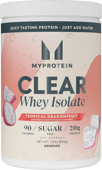 Myprotein Clear Whey Isolate Protein Powder, 35 Servings (1.9lbs) Tropical Dragonfruit, 20g Protein per Serving, Naturally Flavored Drink Mix, Daily Protein Intake for Superior Performance