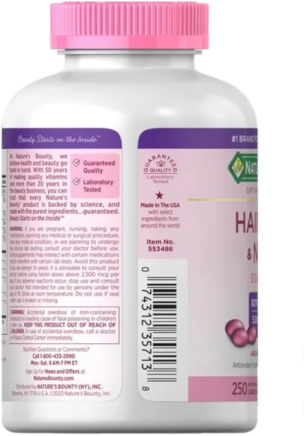 Nature's Bounty Hair, Skin and Nails, 250 Softgels (2 Pack)
