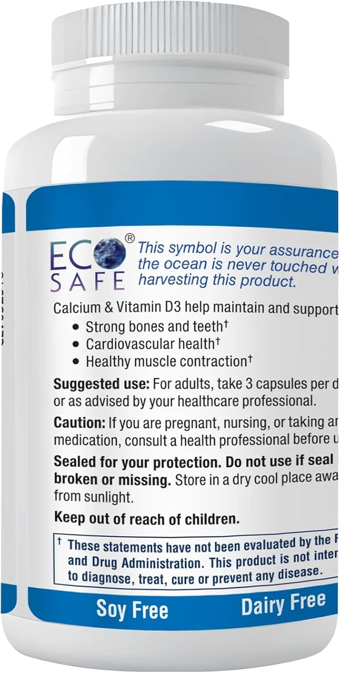 Coral Complex 3 Calcium Supplement Vitamin D3 & Magnesium – 900 mg Bioavailable Coral Calcium for Bone Strength, Joint Support & pH Balance – Trace Minerals, Non-GMO, 300 Veg Capsules