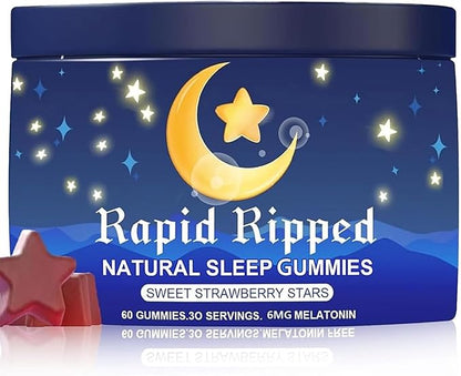 Radiya Natural Sleep Aid Gummies - Effective Melatonin 6 mg Fall Asleep Quickly and Gently in 30 Minutes - Sleep+ Gummies for Adults a Restful Night's Sleep - 60 Count (1pc)