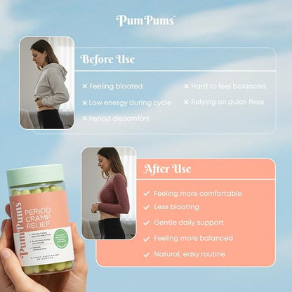 Period Cramp Relief Gummies for Women | Natural Pickle Extract & Apple Cider Vinegar | Targets Menstrual Cramps, Hormonal Acne, Bloating & Mood Swings | Sugar-Free, Vegan, 60 Gummies