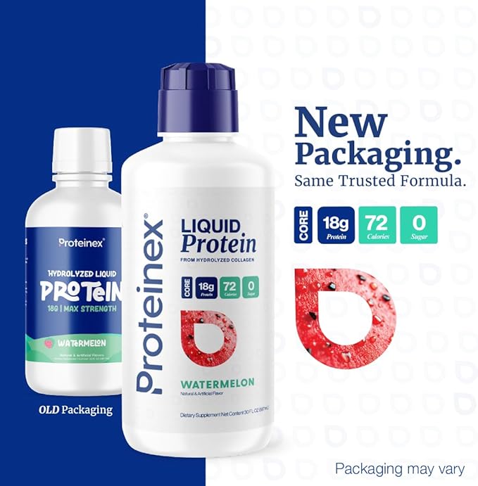 Proteinex Medical Grade Liquid Hydrolized Collagen Protein - Women and Men for Healthy Skin, Hair and Nails, Zero Sugars & Ready to Drink Protein Drink (16 Fl Oz, Watermelon)