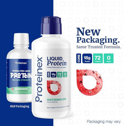 Proteinex Medical Grade Liquid Hydrolized Collagen Protein - Women and Men for Healthy Skin, Hair and Nails, Zero Sugars & Ready to Drink Protein Drink (30 Fl Oz, Watermelon)