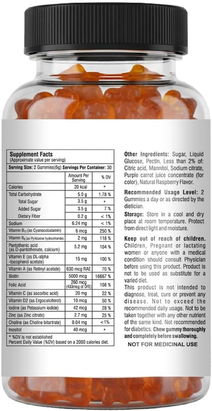 Mishas Nutraceuticals Hair Skin & Nails Gummies - Supports Healthy Hair - Vegan biotin Vitamins for Women & Men Supports Faster Hair Growth, Stronger Nails, Healthy Skin, Extra Strength 60 Counts