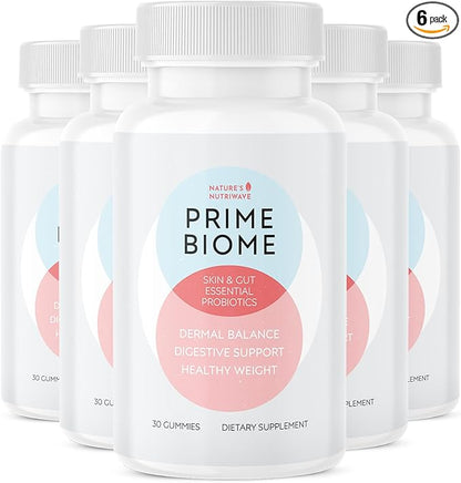 PrimeBiome Probiotic Gummies – Plant-Based Blend with Inulin, Lion’s Mane, Ginger & More– Non-GMO, No Stimulants, GMP Certified – 30 Gummies, 6 Month Supply