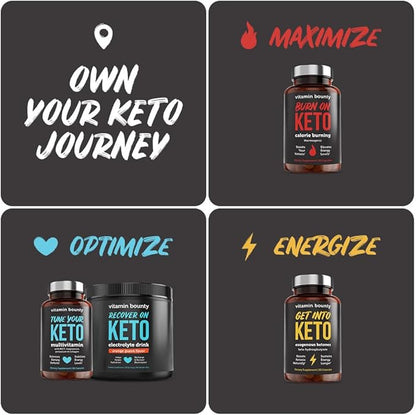 Vitamin Bounty Burn On Thermogenic Keto Fat Burner for Men & Women - Weight Loss Supplement with Raspberry Ketones - Metabolism Booster, Energy Pills, Appetite Suppressant - 60 Capsules