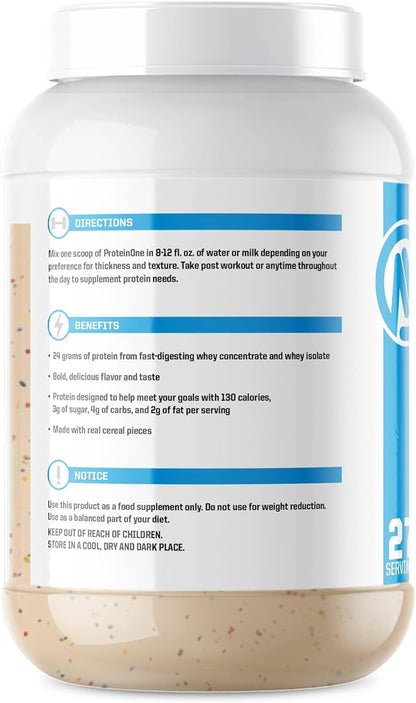 NutraOne ProteinOne Whey Protein Promote Recovery and Build Muscle with a Protein Shake Powder for Men & Women (Fruity Bites Cereal - 2 lbs.)