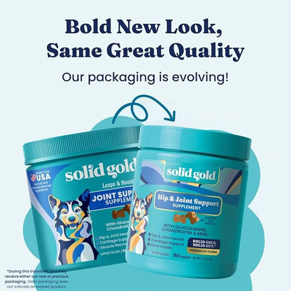 Solid Gold Hip and Joint Supplement for Dogs - Glucosamine Chondroitin MSM for Advanced Joint & Mobility Support - Omega 3 Fish Oil Antioxidant & Immune Health Support