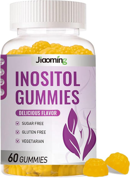 Myo-Inositol & D-Chiro Inositol Gummies for Female，PCOS Gummy for Women Menstrual Cycle Health & Wellness, 40:1 Ratio Inositol with Vitamin D3 Magnesium Glycinate, Folate & Zinc