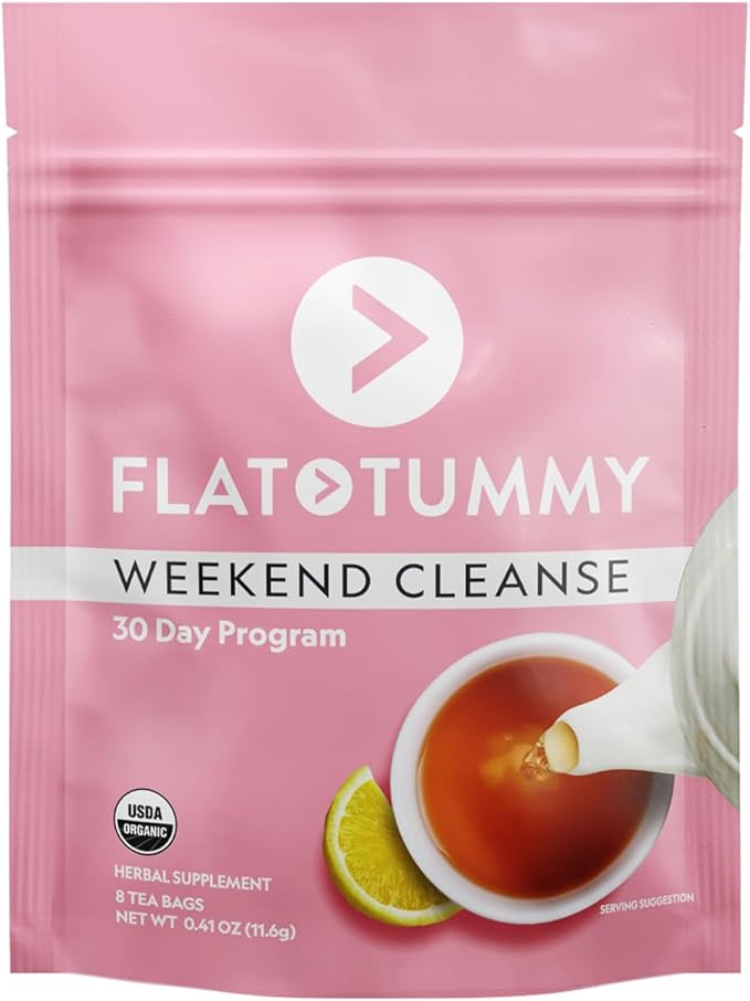 Flat Tummy Weekend Cleanse Tea - 30 Day Program - All Natural Colon Cleanse w/Senna and Dandelion Root, Provides Bloating Relief for Women - Detox Cleanse for Digestion Support and Gas Relief