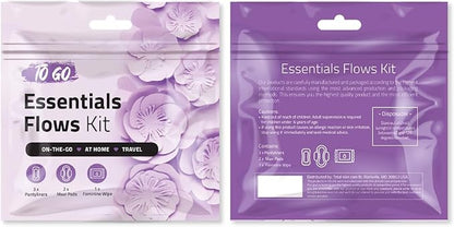 Essential Flows Kit with 3 Pantiliners, 2 Maxi Pads & 1 Feminine Wipe – Light Daily Period Care for Women & Girls – Travel Hygiene Pack (Purple) (3)