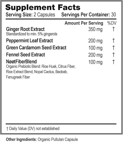 NOOT Digestive Herbs for IBS Support & Anti Bloating for Women and Men, Ginger, Peppermint Extract, Cardamom & Fennel for Gas, Discomfort, Indigestion, Heartburn, Digestive Support, 60 Capsules