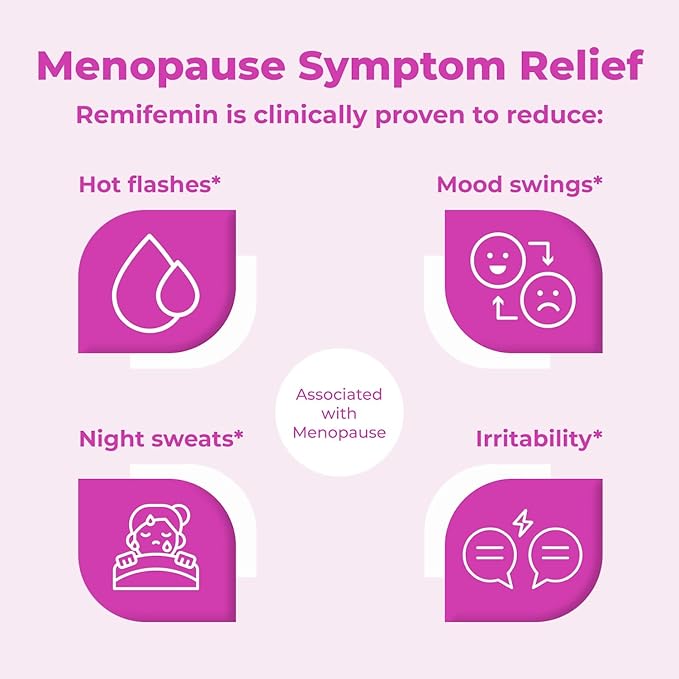 Remifemin Menopause Symptoms Relief - Clinically Proven Ingredients - Menopause Supplements - Black Cohosh - Estrogen-Free - Made in Germany - 60 Tablets