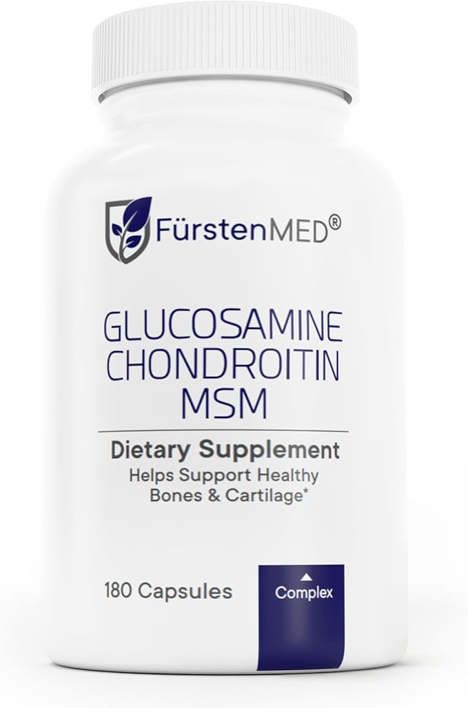 FürstenMED Glucosamine Chondroitin MSM Supplement - Chondroitin & Glucosamine Nutritional Supplements for Bones & Normal Cartilage Health - Support Normal Joint Health with Vitamin C - 180 Capsules