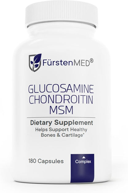 FürstenMED Glucosamine Chondroitin MSM Supplement - Chondroitin & Glucosamine Nutritional Supplements for Bones & Normal Cartilage Health - Support Normal Joint Health with Vitamin C - 180 Capsules