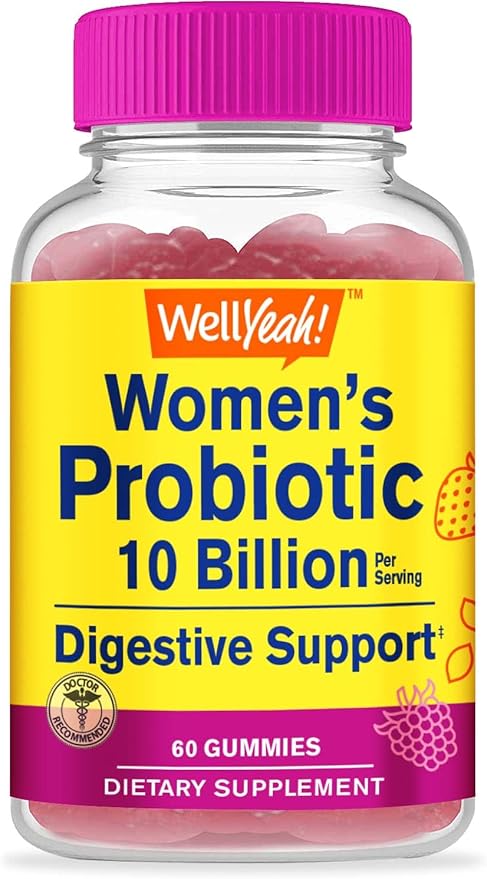 WellYeah Probiotics for Women Gummies - 10 Billion CFU - for Digestive Support, Gut Health, and Feminine Health Support - Natural Sourced Flavors - Vegan, Delayed Release Womens Probiotic - 60 Gummies