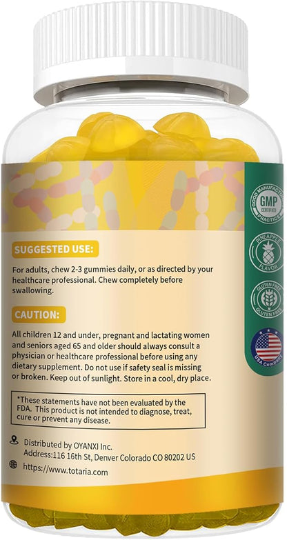 Totaria 9-in-1 Probiotic Fiber Gummies for Adults Teens 16G Fiber per Serving, Psyllium Fiber Supplement with 5 Billion CFU Bacillus Coagulans, Inulin, ACV for Digestion Gut Immunity - 60 Gummies