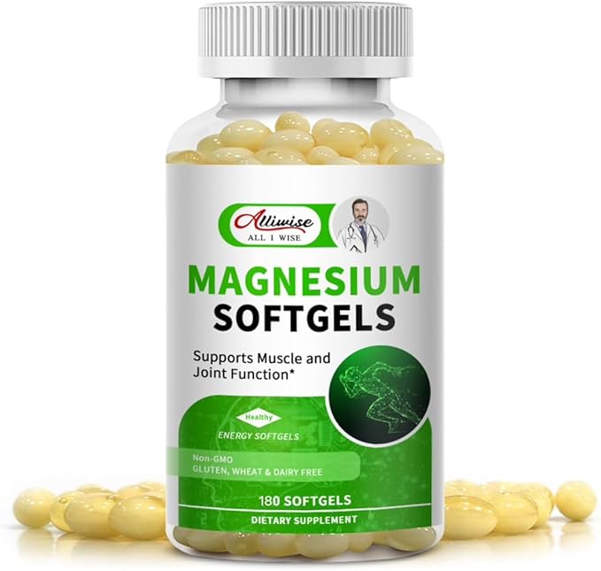 Magnesium Glycinate Supplement 500mg, High Absorption Dietary Supplement Softgels for Sleep, Muscle, Heart Support, Gluten Free, Non GMO, 180 Capsules, 90 Day Supply