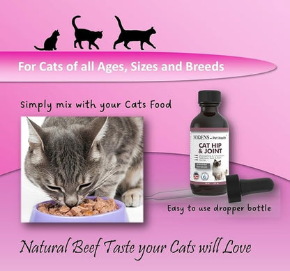 NODENS Cat Hip and Joint Liquid Glucosamine for Cats with Chondroitin – All Natural Cat Joint Supplement for Senior Cats Pain Relief Anti-inflammatory for Improved Joint Flexibility & Mobility 2oz