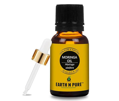 Earth N Pure Moringa Oil Cold Pressed, Pure and Natural with Glass Dropper 15 ml