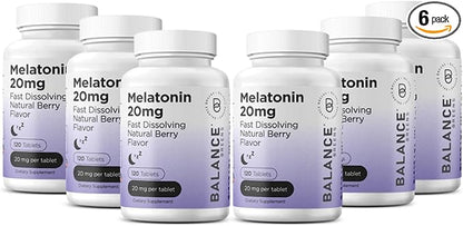 Balancebreens Melatonin 20mg Fast Dissolve Tablets - High Potency, Fast Acting, Natural Sleep Support - Sleep Aids for Adults - Non-Groggy, Drug-Free Formula - 120 Sleeping Pills