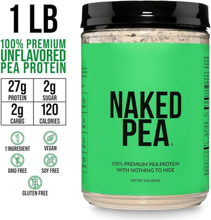 NAKED Pea - Pea Protein Isolate - Plant Based, Vegetarian & Vegan Protein. NSF Certified, Easy to Digest, Non-GMO, No Lactose, No Soy and Gluten Free - 15 Servings