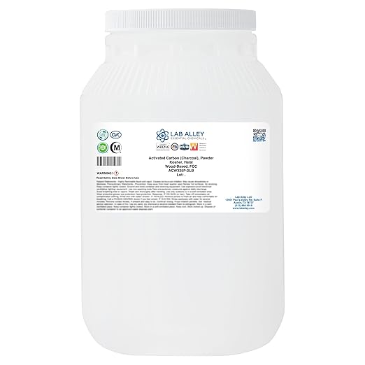 Lab Alley Activated Charcoal Powder, Food Grade, Kosher Certified, Halal, Wood Based, Ideal for Water & Air Filtration, Detoxifying Skincare Products, and Odor Control (2 Pounds)