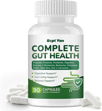 Gut Health Supplement with Prebiotics, Postbiotics & Probiotics for Digestive Health for Women & Men, 80 Billion CFU Probiotics for Gut and Digestion, Immune Support, 90 Capsules