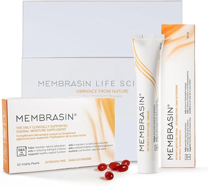 Membrasin Vitality Pearls | Supports Feminine Hydration | Estrogen-Free Oral Supplement | Omega 3, 6, 7, 9 & Sea Buckthorn Oil (Starter Pack (Pack of 1))