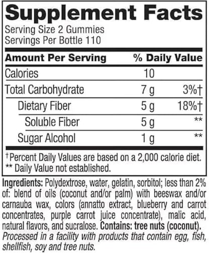 Fiber Well Sugar Free Gummies Supplement, Peach, Strawberry and Berry Flavored 220ct (220count, Sugar Free)