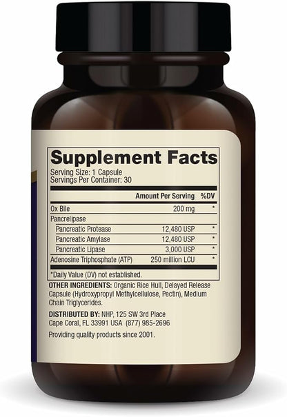 Dr. Mercola Gallbladder Enzymes - Gallbladder & Digestive Health Support - Includes Pancreatic Protease, Amylase & Lipase - Non-GMO, Gluten-Free & Soy-Free - 30 Delayed Release Capsules (30 Servings)