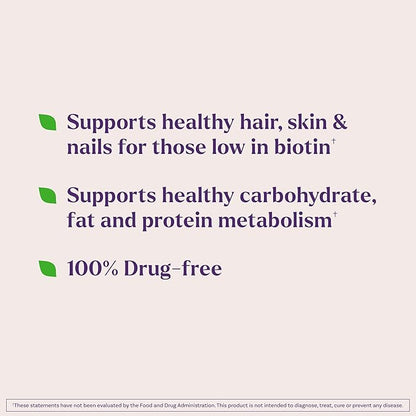 Natrol Beauty Biotin 10,000mcg Vitamins for Beauty, 100 Tablets, 100 Day Supply