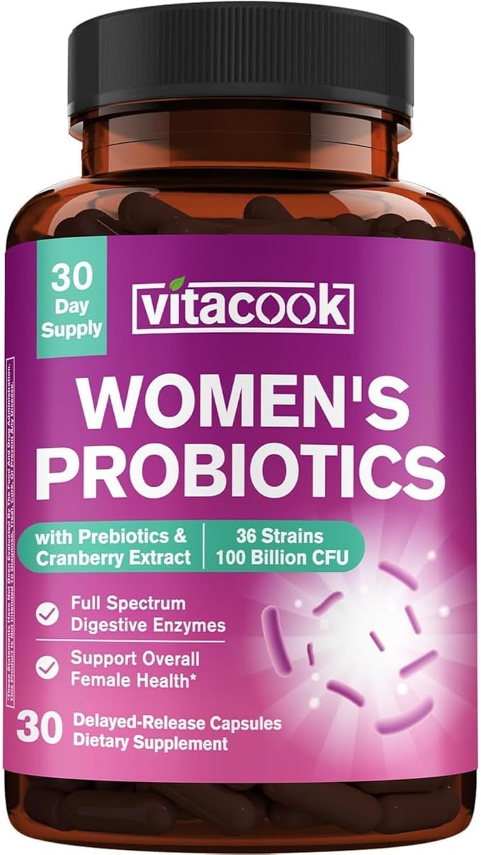 Probiotics for Women 100 Billion CFU 36 Strains, Women's Probiotic with Prebiotics & Digestive Enzymes, Organic Cranberry, Boost Digestive, Vaginal & Urinary Health, 30 Vegan Caps