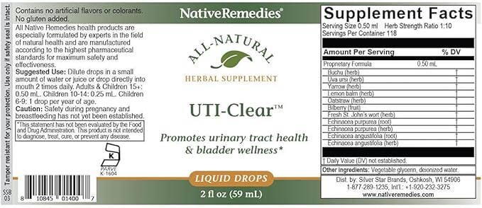 Native Remedies UTI-Clear for Urinary Tract and Bladder Health, 59 ml