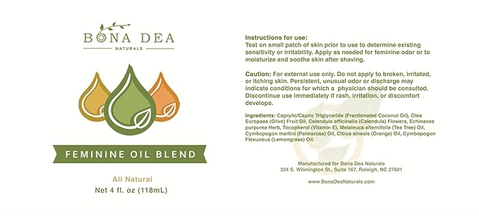 Feminine Spray for Women – All Natural Yoni Oil Deodorant & Moisturizer, Organic Essential Oils, Chemical-Free, Sensitive Vaginal Care | 4 oz Refill Dropper Bottle