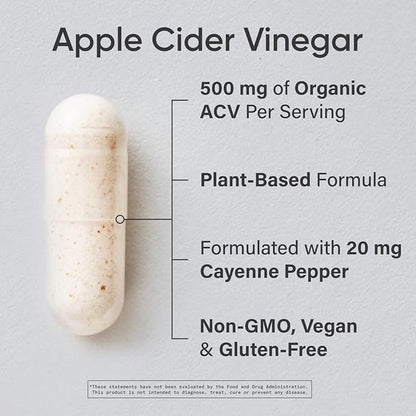 Sports Research Apple Cider Vinegar with Cayenne Pepper | Made from Organic Fermented Apple Cider - Non-GMO Project Verified & Vegan Certified (120 Veggie Capsules)