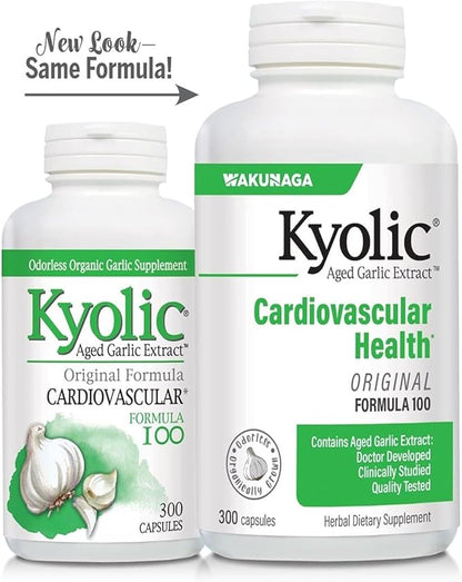 Kyolic Aged Garlic Extract Formula 100, Cardiovascular Health*, 300 Capsules.