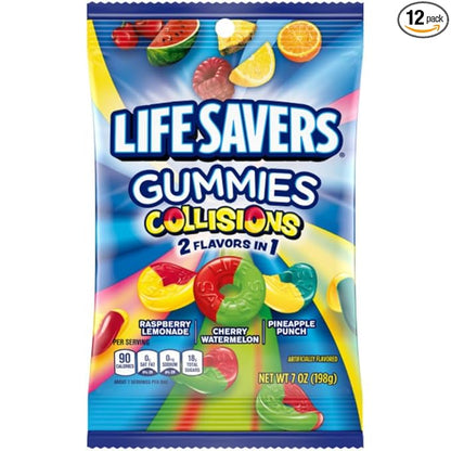 LIFE SAVERS Collision Gummies Candy Bag, Gummy Candy Packs for Goodie Bags, Road Trips, Treats, 7 oz (Pack of 12)